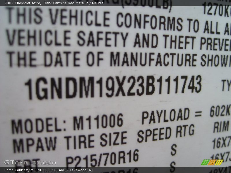 Dark Carmine Red Metallic / Neutral 2003 Chevrolet Astro