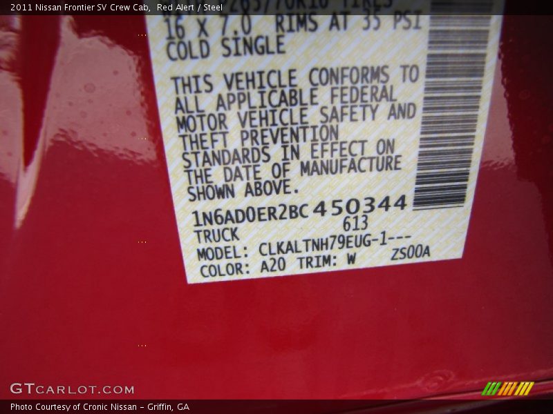Red Alert / Steel 2011 Nissan Frontier SV Crew Cab