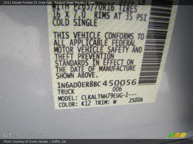 Radiant Silver Metallic / Steel 2011 Nissan Frontier SV Crew Cab