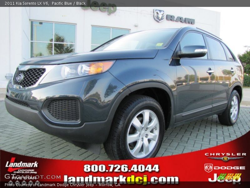 Pacific Blue / Black 2011 Kia Sorento LX V6