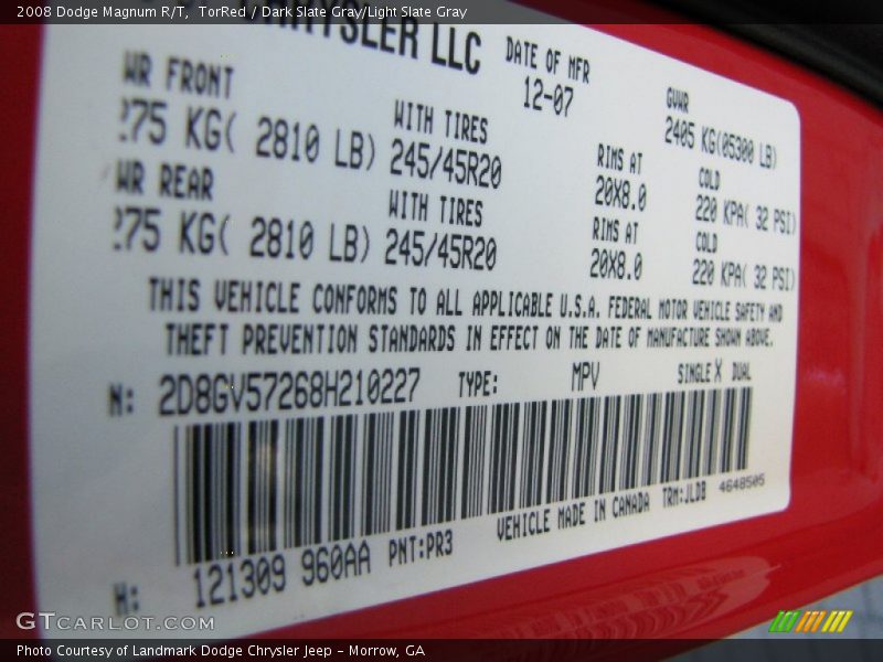2008 Magnum R/T TorRed Color Code PR3