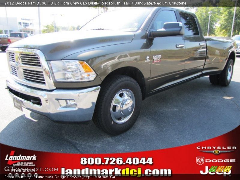 Sagebrush Pearl / Dark Slate/Medium Graystone 2012 Dodge Ram 3500 HD Big Horn Crew Cab Dually