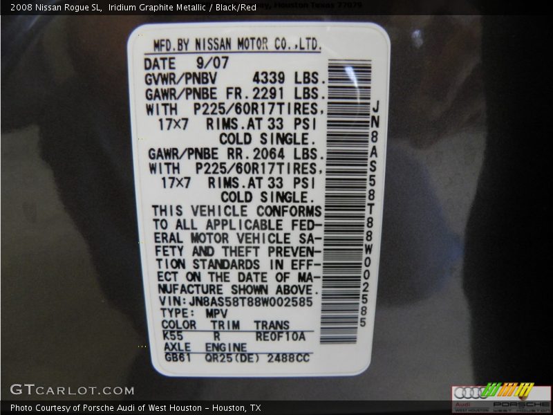 Iridium Graphite Metallic / Black/Red 2008 Nissan Rogue SL