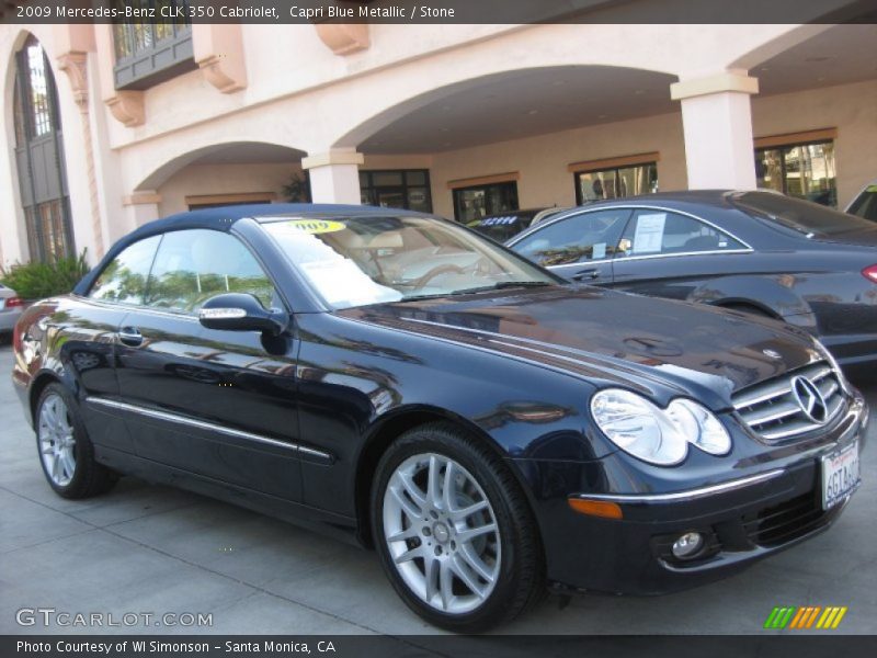 Capri Blue Metallic / Stone 2009 Mercedes-Benz CLK 350 Cabriolet