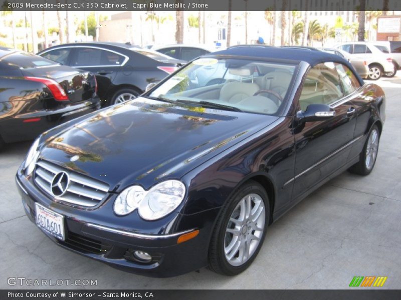 Capri Blue Metallic / Stone 2009 Mercedes-Benz CLK 350 Cabriolet