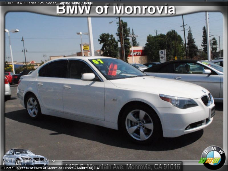 Alpine White / Beige 2007 BMW 5 Series 525i Sedan