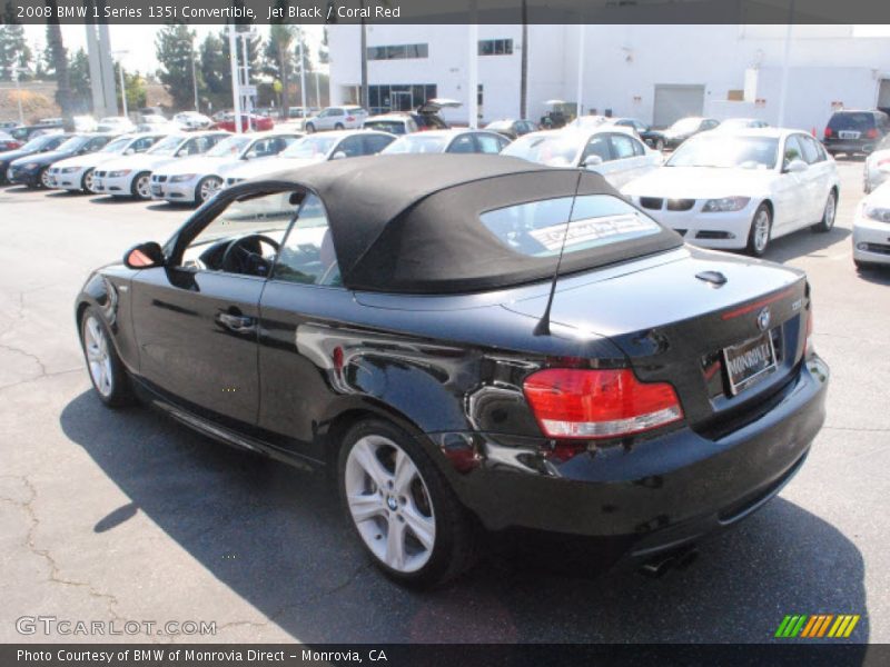 Jet Black / Coral Red 2008 BMW 1 Series 135i Convertible