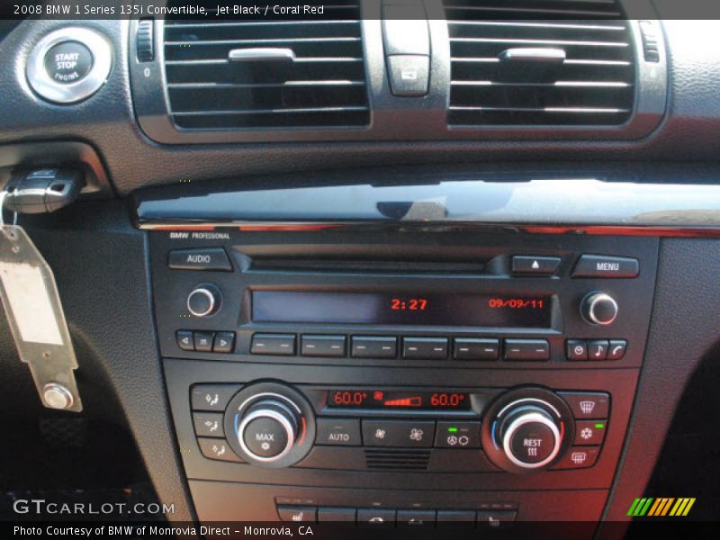 Jet Black / Coral Red 2008 BMW 1 Series 135i Convertible