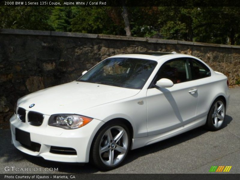 Alpine White / Coral Red 2008 BMW 1 Series 135i Coupe