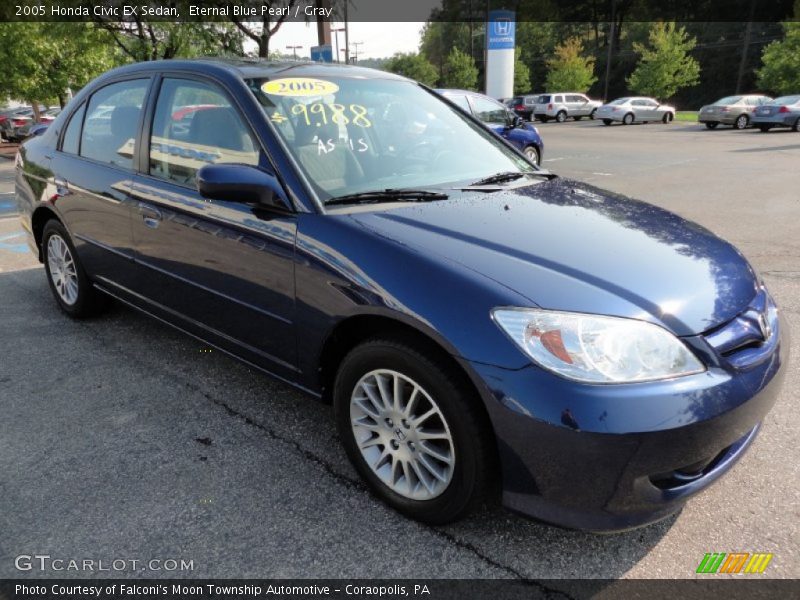 Eternal Blue Pearl / Gray 2005 Honda Civic EX Sedan