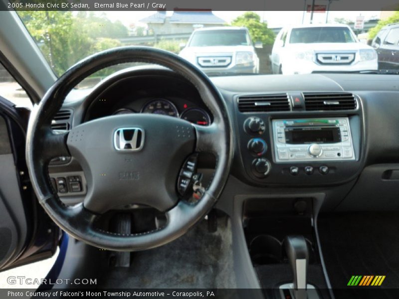 Eternal Blue Pearl / Gray 2005 Honda Civic EX Sedan