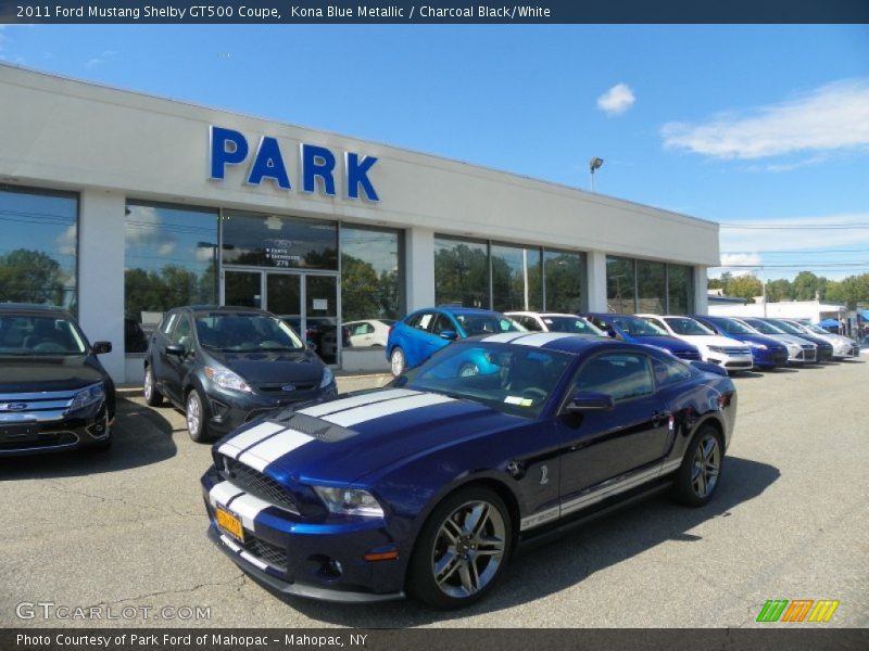 Kona Blue Metallic / Charcoal Black/White 2011 Ford Mustang Shelby GT500 Coupe