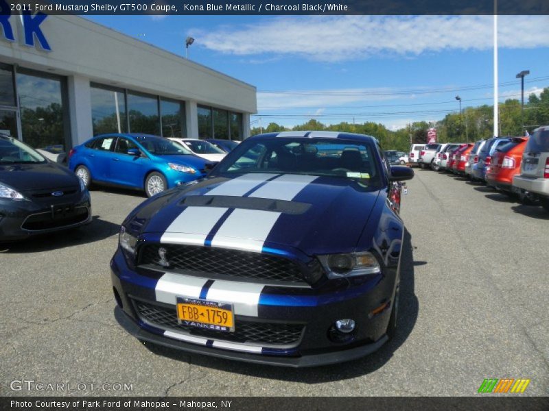 Kona Blue Metallic / Charcoal Black/White 2011 Ford Mustang Shelby GT500 Coupe