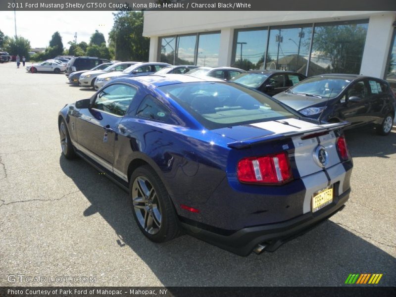 Kona Blue Metallic / Charcoal Black/White 2011 Ford Mustang Shelby GT500 Coupe