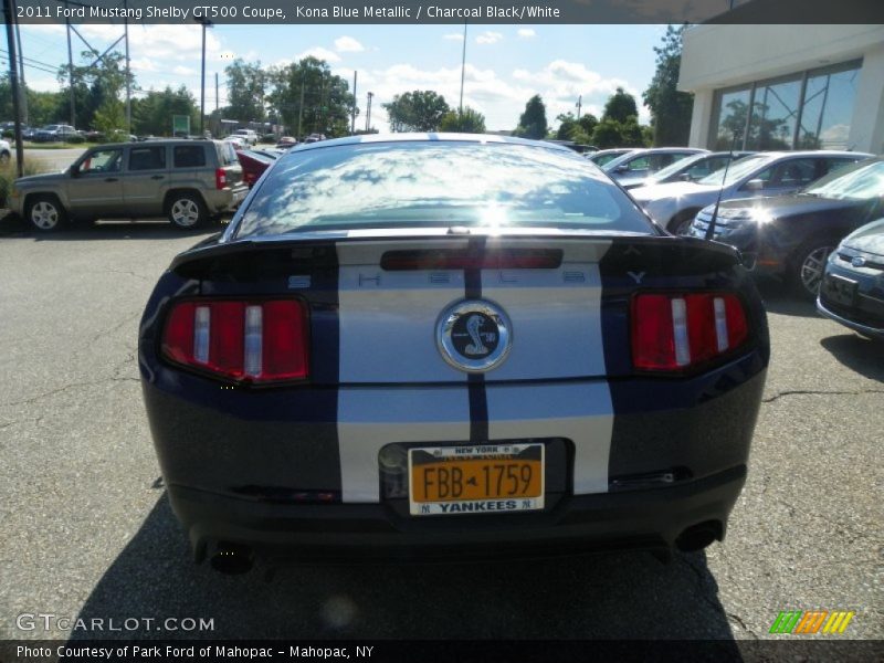 Kona Blue Metallic / Charcoal Black/White 2011 Ford Mustang Shelby GT500 Coupe