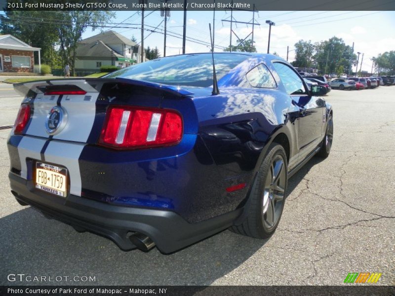 Kona Blue Metallic / Charcoal Black/White 2011 Ford Mustang Shelby GT500 Coupe