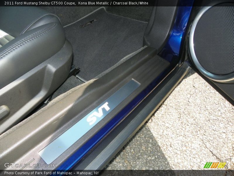 Kona Blue Metallic / Charcoal Black/White 2011 Ford Mustang Shelby GT500 Coupe