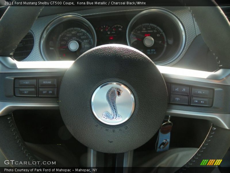 Kona Blue Metallic / Charcoal Black/White 2011 Ford Mustang Shelby GT500 Coupe