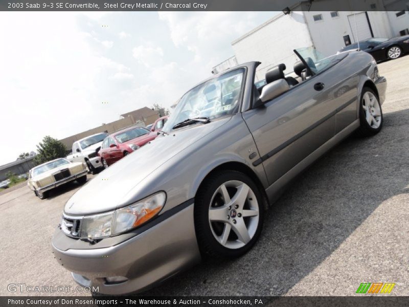 Steel Grey Metallic / Charcoal Grey 2003 Saab 9-3 SE Convertible