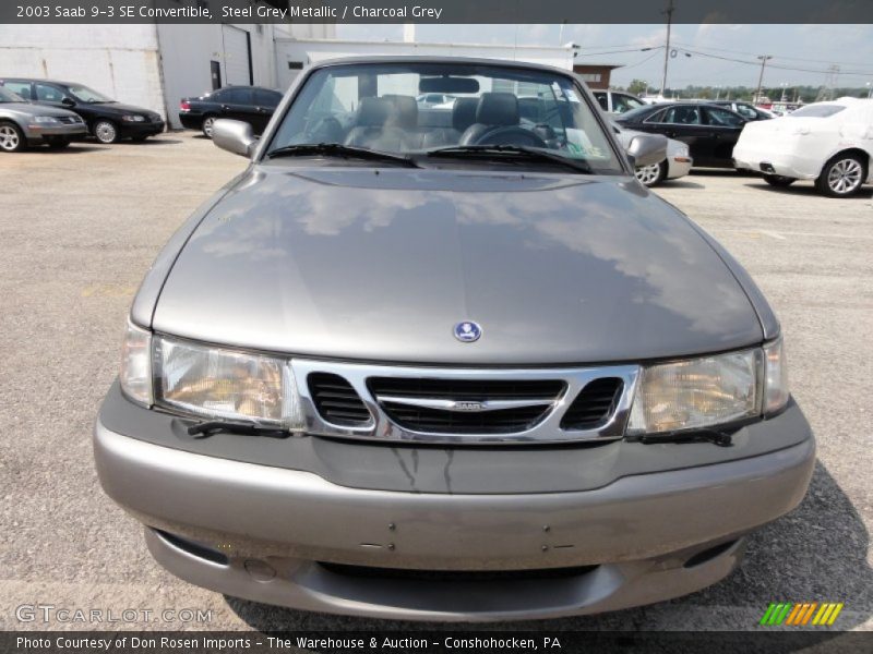 Steel Grey Metallic / Charcoal Grey 2003 Saab 9-3 SE Convertible