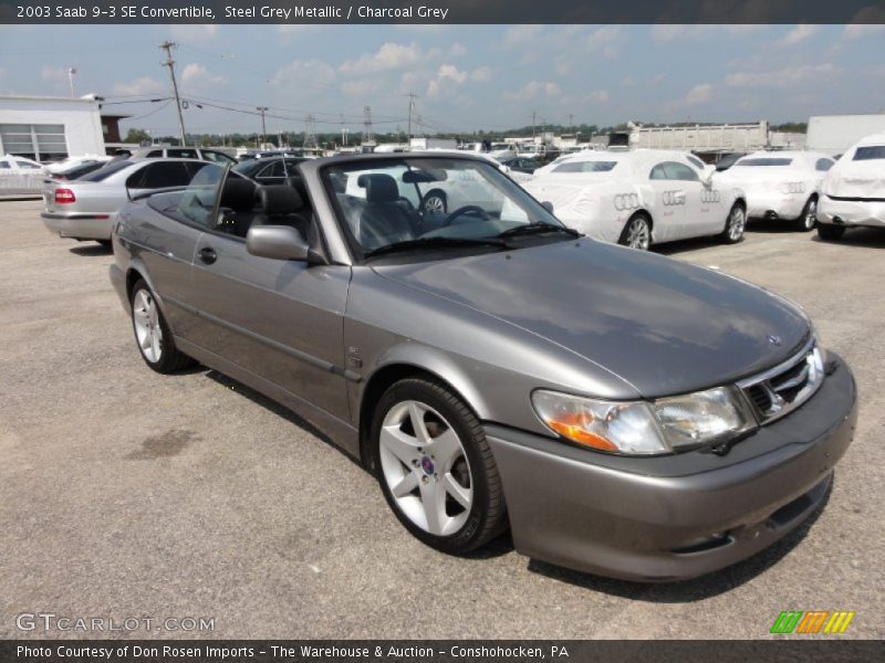 Steel Grey Metallic / Charcoal Grey 2003 Saab 9-3 SE Convertible