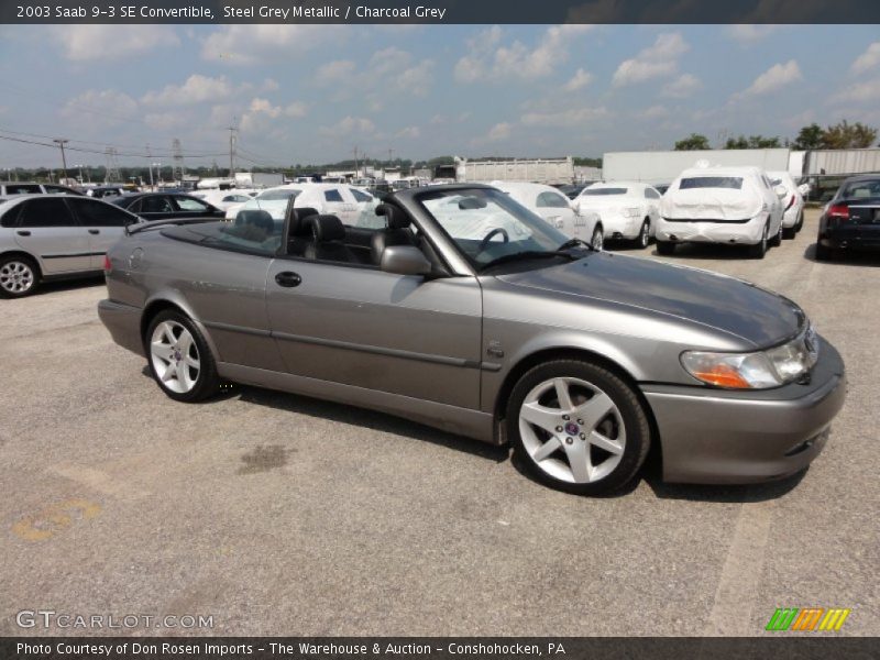 Steel Grey Metallic / Charcoal Grey 2003 Saab 9-3 SE Convertible