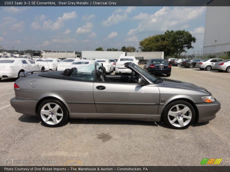 Steel Grey Metallic / Charcoal Grey 2003 Saab 9-3 SE Convertible