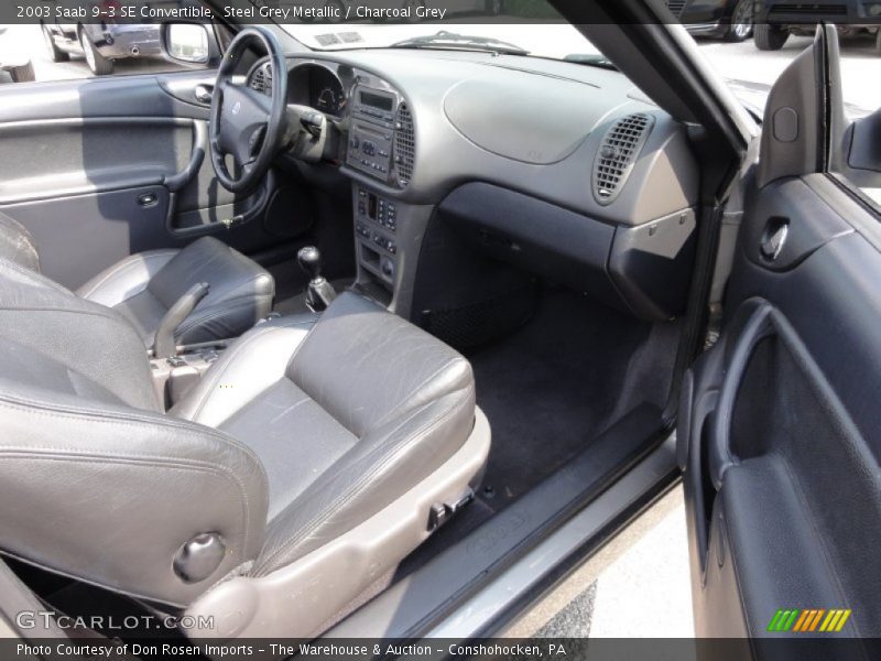 Steel Grey Metallic / Charcoal Grey 2003 Saab 9-3 SE Convertible