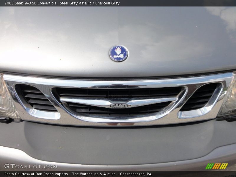 Steel Grey Metallic / Charcoal Grey 2003 Saab 9-3 SE Convertible