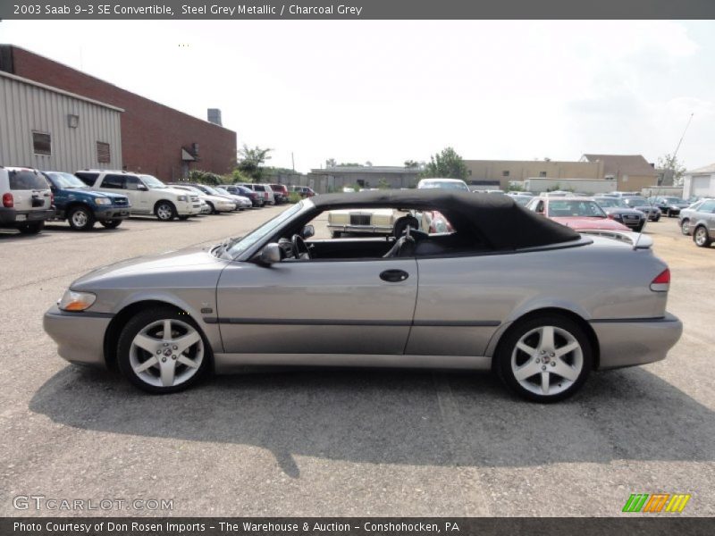 Steel Grey Metallic / Charcoal Grey 2003 Saab 9-3 SE Convertible