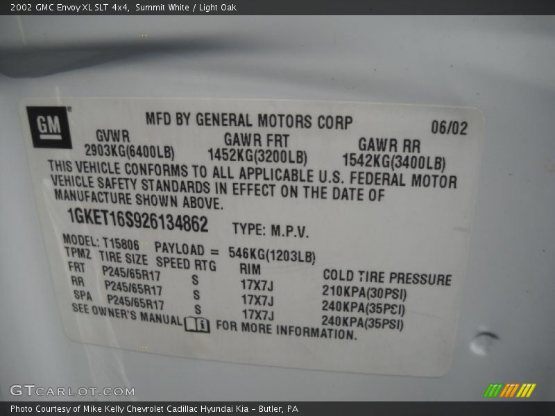 Summit White / Light Oak 2002 GMC Envoy XL SLT 4x4