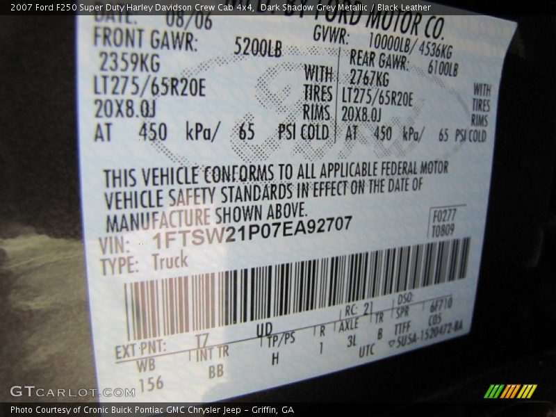 Dark Shadow Grey Metallic / Black Leather 2007 Ford F250 Super Duty Harley Davidson Crew Cab 4x4