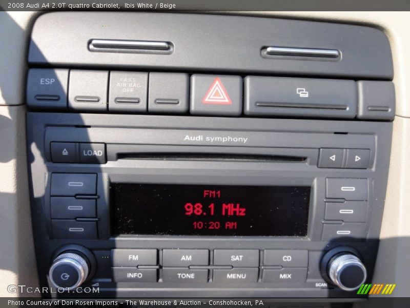 Controls of 2008 A4 2.0T quattro Cabriolet