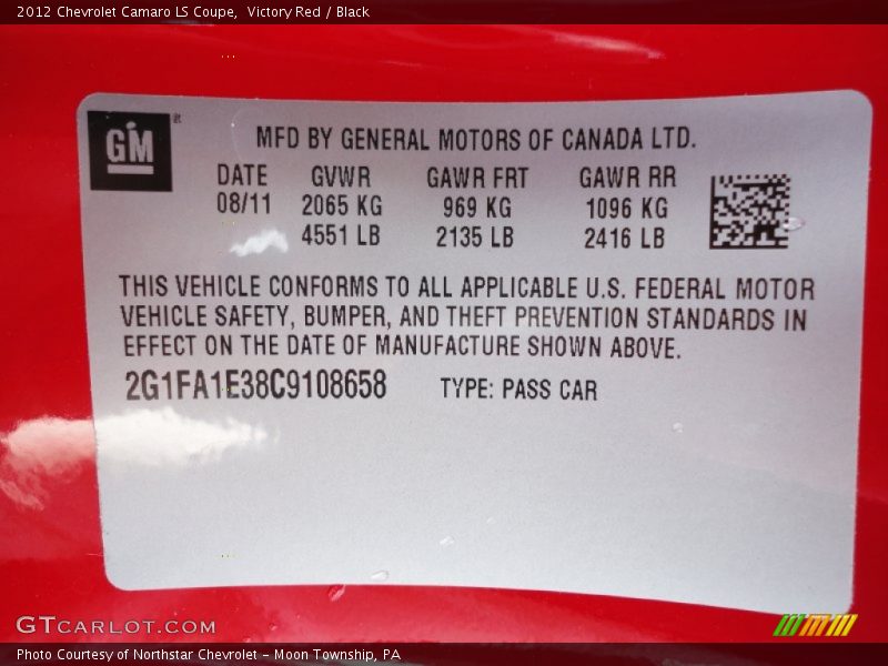 Victory Red / Black 2012 Chevrolet Camaro LS Coupe