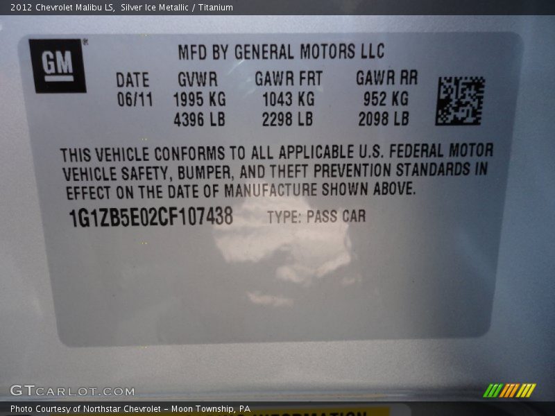 Silver Ice Metallic / Titanium 2012 Chevrolet Malibu LS