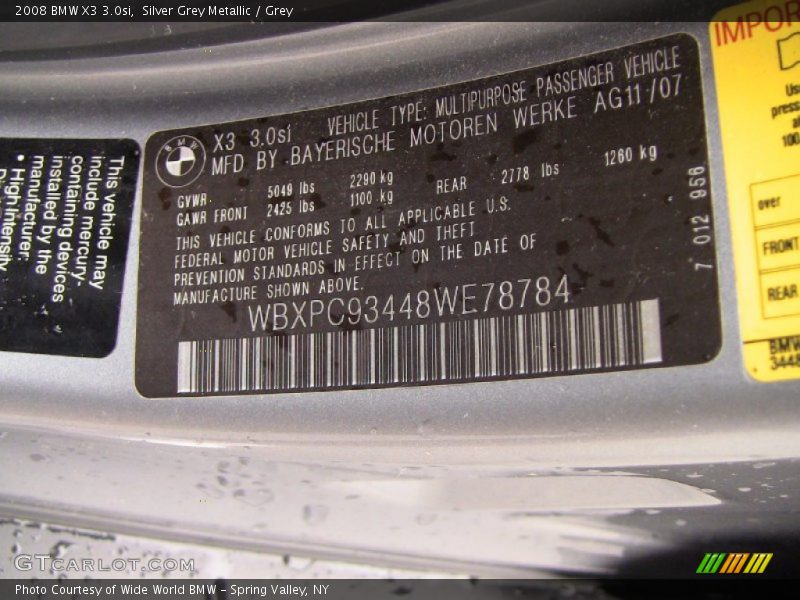 Silver Grey Metallic / Grey 2008 BMW X3 3.0si