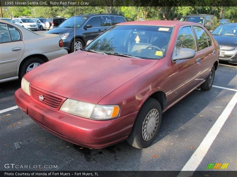 Ruby Red Pearl / Gray 1995 Nissan Sentra GXE