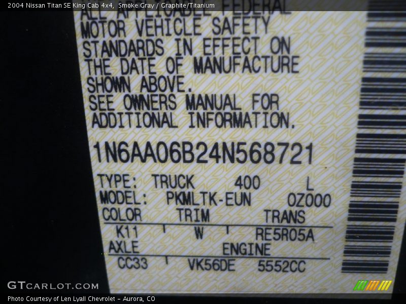 Smoke Gray / Graphite/Titanium 2004 Nissan Titan SE King Cab 4x4
