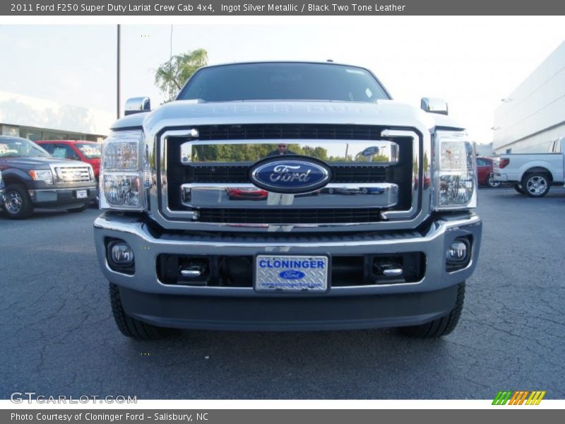 Ingot Silver Metallic / Black Two Tone Leather 2011 Ford F250 Super Duty Lariat Crew Cab 4x4