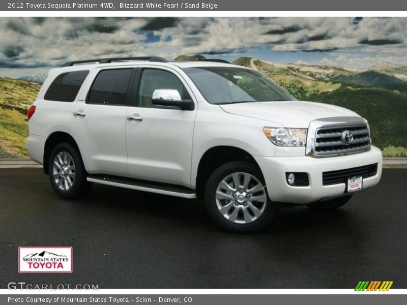 Blizzard White Pearl / Sand Beige 2012 Toyota Sequoia Platinum 4WD