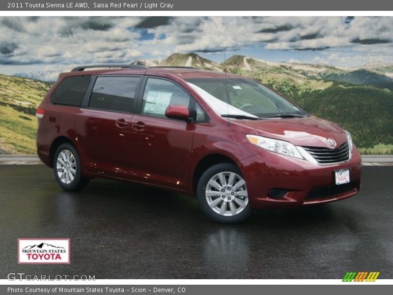 Salsa Red Pearl / Light Gray 2011 Toyota Sienna LE AWD