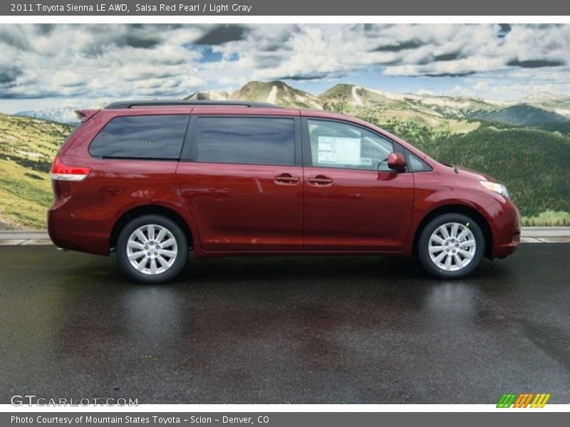 Salsa Red Pearl / Light Gray 2011 Toyota Sienna LE AWD
