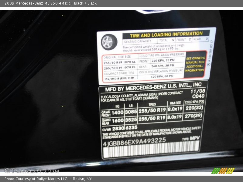 Black / Black 2009 Mercedes-Benz ML 350 4Matic