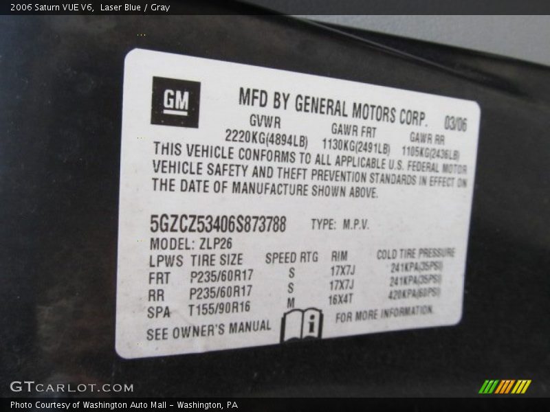 Laser Blue / Gray 2006 Saturn VUE V6