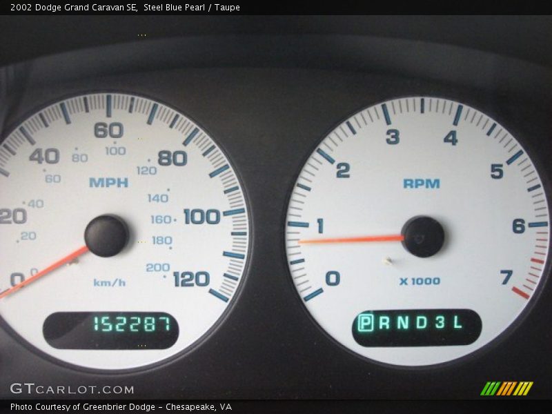Steel Blue Pearl / Taupe 2002 Dodge Grand Caravan SE