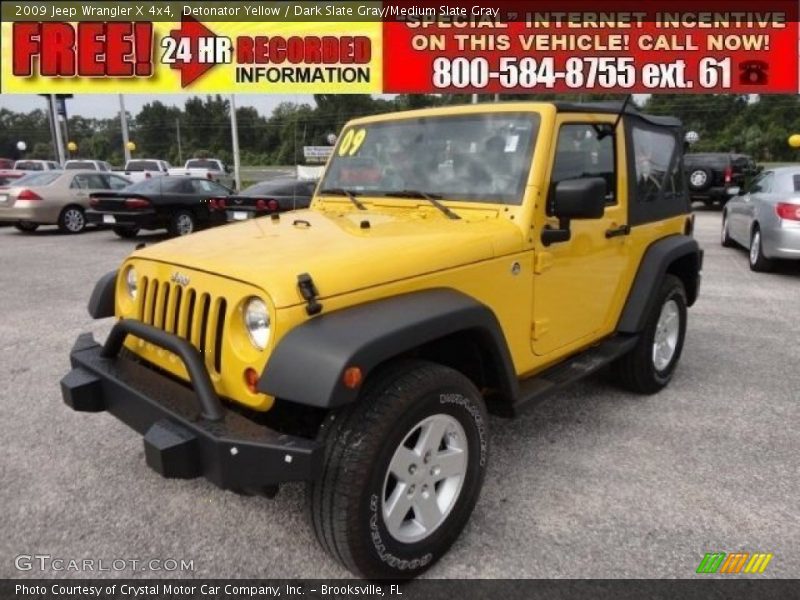 Detonator Yellow / Dark Slate Gray/Medium Slate Gray 2009 Jeep Wrangler X 4x4
