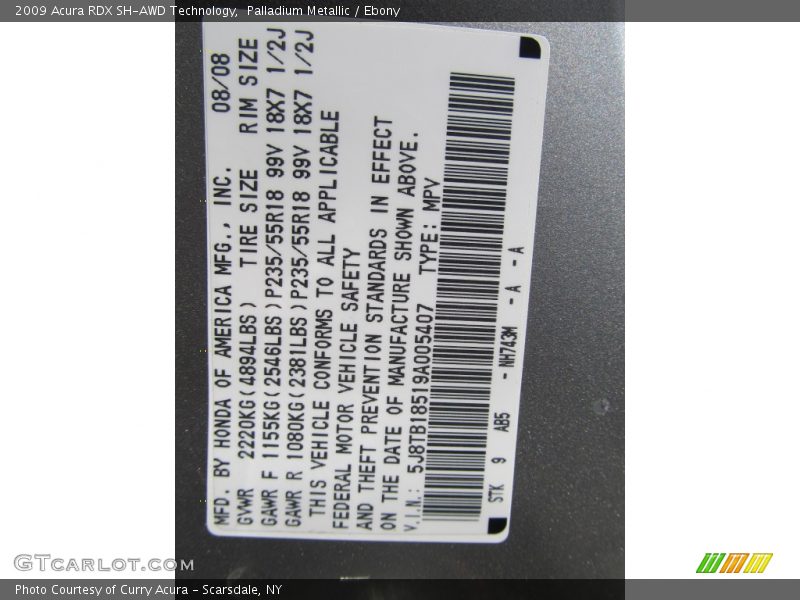 Palladium Metallic / Ebony 2009 Acura RDX SH-AWD Technology