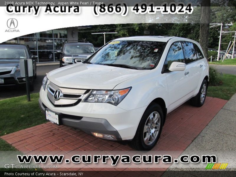 Aspen White Pearl / Taupe 2008 Acura MDX Technology