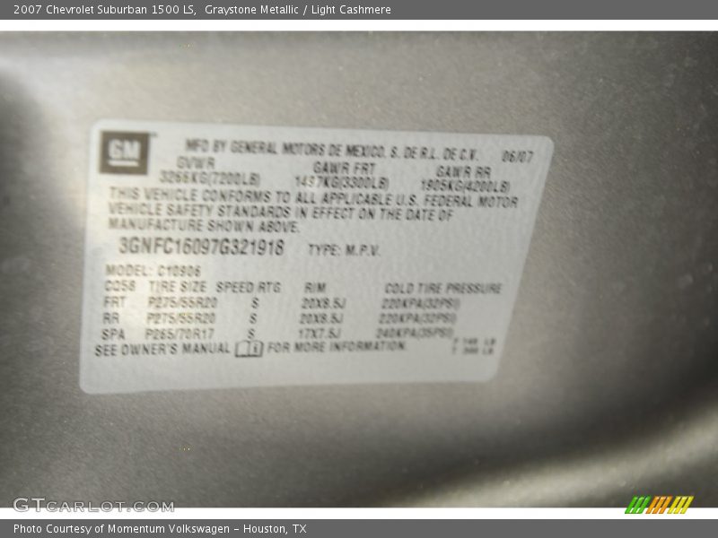 Graystone Metallic / Light Cashmere 2007 Chevrolet Suburban 1500 LS