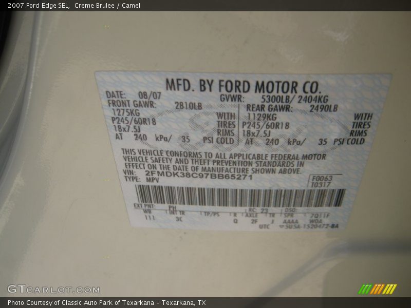 Creme Brulee / Camel 2007 Ford Edge SEL
